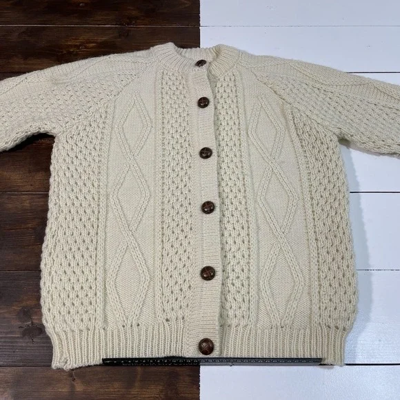 Cladyknit Womens Irish Fisherman 100% Merino Wool Cardigan Sweater Size 40 - Picture 2 of 7